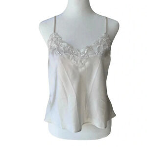 Victoria Secret White Lace Spaghetti Strap Silky Camisole Top Womens size S